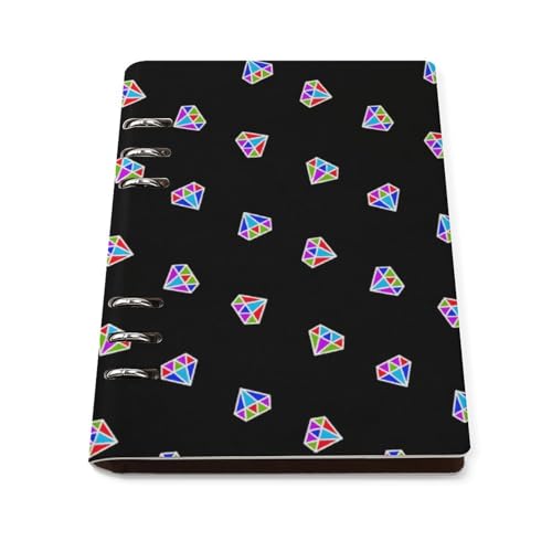 A5 ノート リフィル対応 ダイヤ柄 PUレザー 手帳型 ビジネスノート 6穴 バインダー 書きやすい リングノート 多機能 メモ帳 学生 社会人 仕事用 おしゃれ