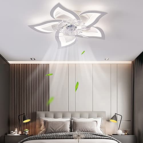 YUNLONG 6 Velocita Ventilatore da Soffitto con Luce, Soggiorno Silenzioso Dimmerabile Lampada Ventilatore Soffitto con Telecomando Reversibile Moderno LED Plafoniera Ventilatore Camera