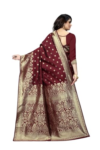 Image of C J Enterprise Women's Pure Soft Silk Saree With Blouse Piece For Wedding