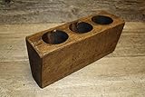 Starworld - Primitive 3 Hole Wooden Sugar Mold Wood Candle Holder for Decoration Any Room in The House or Gift idea (Size:10.75 x3.5 x 4.74 inch)