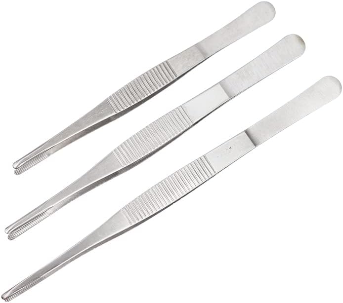 1pc 14/16/18cm Stainless Steel Dental Surgical Instrument Tweezer Dental Forcep Serrated Straight Tip Durable Dental Lab Tools (Color : 14cm)