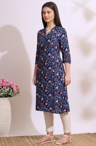Image of W for Woman Pink Bold Geometric Printed Pure Cotton Straight Kurta