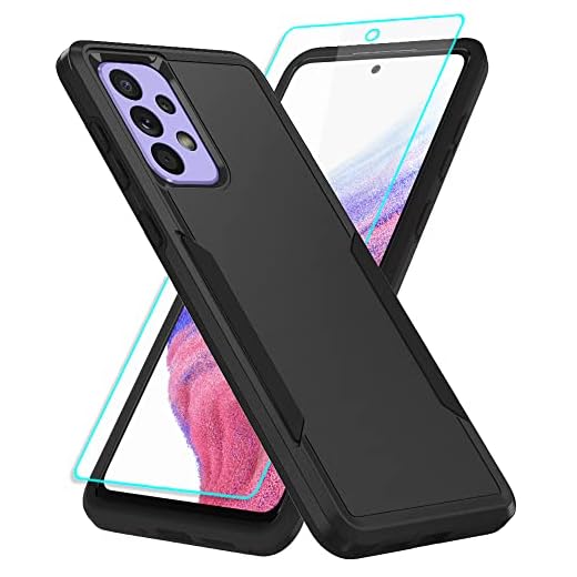 Capa para Samsung A53 5G, capa para Galaxy A53 5G com protetor de tela, capa de telefone com proteção total de borracha durável para Samsung Galaxy A53 5G, preta
