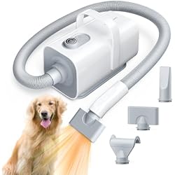 HomeRunPet Dog Dryer for Grooming, 43dB Ultra Quiet Pet Blow Dryer | 268 MPH High Velocity Forced Air for Fast Drying, 99 Adjustable Speeds, 3 Temperature Settings, Negative Ion, 6.5ft Hose