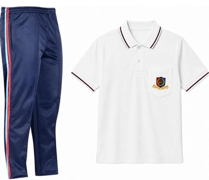 NCC Track Combo Set - Men's White Polo T-Shirt & Navy Blue Track Pant-image-22