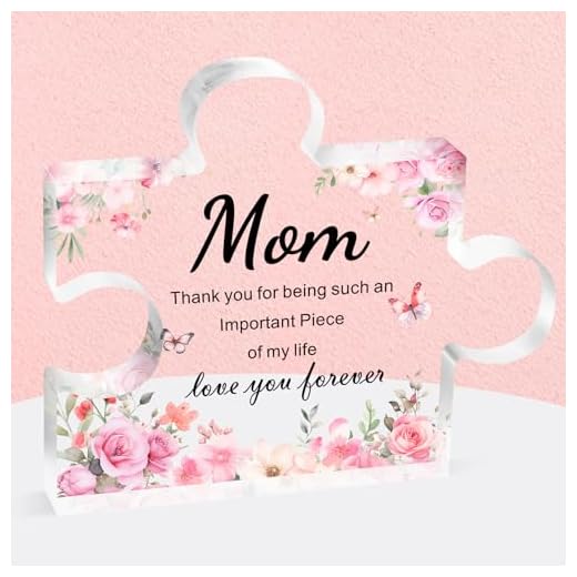 Brikabia Gifts for Mom Mothers Day, Birthday Gifts for Mom from Daughter Son, Decorative Acrylic Block Puzzle 3.9x3.3 inch - Mom Birthday Gifts Birthday Card Mothers Day Cool Mom Gifts Ideas