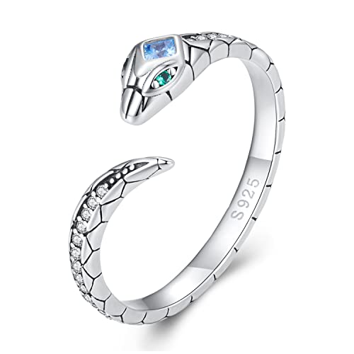 Snake Ring For Women Adjustable Animal Earring S925 Sterling Silver Hypoallergenic Ring Vintage Sanke Wrap Stacking Statement Rings For Women Girls Gifts #TOP19