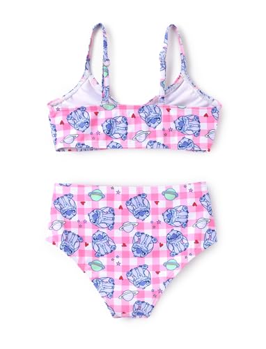 Image of Disney Stitch Minnie Mouse Bikini Swimsuit, 2 Piece Toddler Girls Bathing Suit, Swimwear with Straps & Bow, UPF 50+ Rashguard