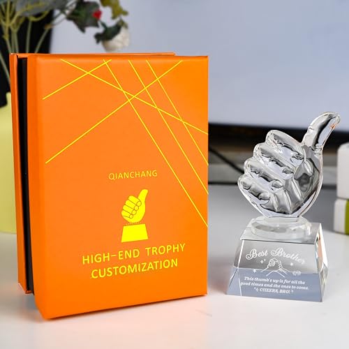 Best Brother Birthday Gifts, Personalized Crystal Glass Award Trophy, Thumbs Up Statue Gift for Older Brother Adult from Sister - Image 5
