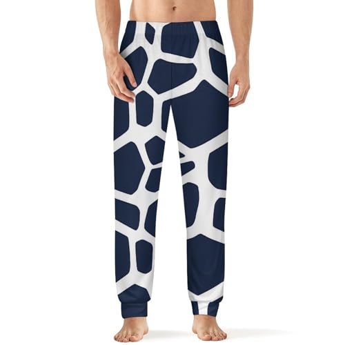 Blue Giraffe Texture Pattern Men's Pajama Pants Lounge Pant Sleepwear PJ Bottoms