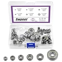 Swpeet 60Pcs 6 Größen 693ZZ, 623ZZ, 624ZZ, 685ZZ, 687ZZ, 627ZZ Kugellager Sortiment Kit, Kohlenstoffstahl Rillenlager, doppelt geschirmte Lager, kleine Lager