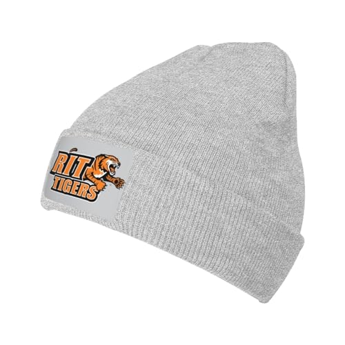 Cbxiovg Rochester Institute of Technology Logo Stretch Beanie Knit Hat for Men Women Winter Fall Spring Warm Cap Gray