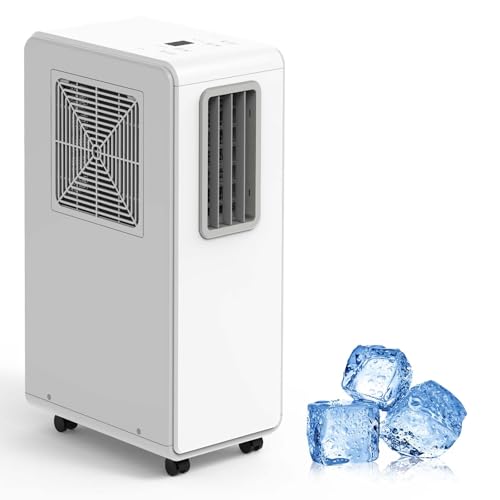 Aire acondicionado portátil móvil, aire acondicionado móvil silencioso, 1800 BTU Enfriador de aire deshumidificador con temporizador 24 horas y mando a distancia(enchufe UE)
