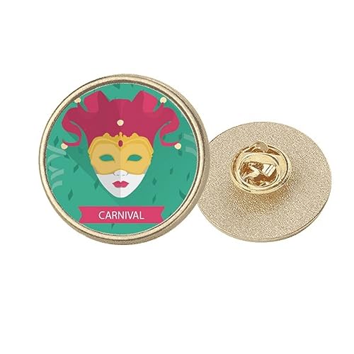 Broche ronde métal doré tête carnaval de Venise pour femme et homme M