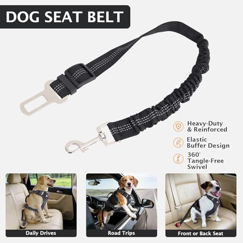 IEUUMLER No Pull Dog Harness, Reflective Front Clip Vest with Leash,Safety Belt and Backup Safety Strap, Adjustable Easy Control Handle,Air Tag Dog Collar for Small Medium Large Dogs EU021 (Black, S) - Image 7
