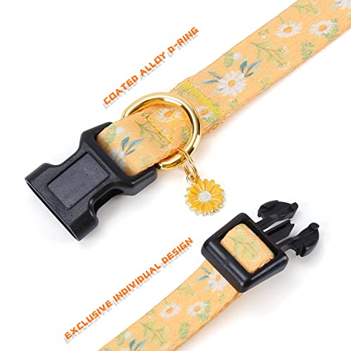 Cotton Handmade Dog Collar For Small Medium Large Dogs,Yellow Daisy With Pendant Cute Dog Collars,Ideal For Girl Dogs Boy Dogs (Small) #TOP6