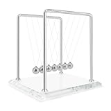 Newtons Cradle Pendulum with 7 Balls, Balance Ball 60+ Sec Swingtime Glass Base Science Physics Gadget for Home and Office