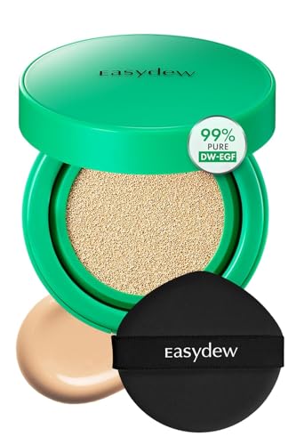 Easydew Mela B Toning Ampoule Cushion - 2-in-1 Korean Skin Care & Face Beauty Makeup - Age-Defying Full Coverage Cushion Foundation with Niacinamide & Hyaluron-Vital C 0.45 oz (#21 Beige)