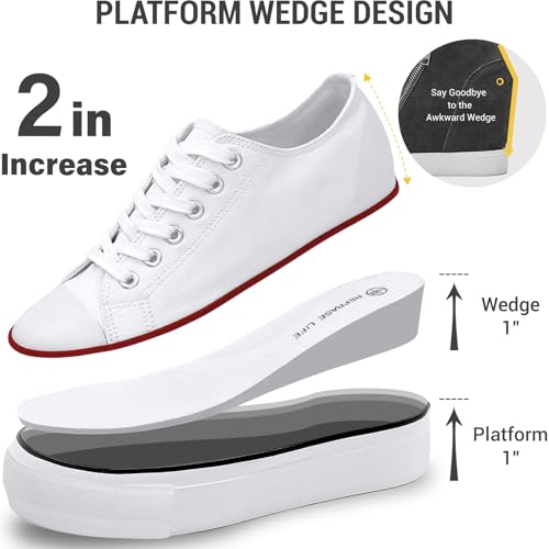 Image of REFRASE LIFE Womens Platform Sneakers with Wedge 3 Inches Height Boost Hidden Heel Shoes, Casual Height Increase Walking Fashion Shoes for Women and Girls
