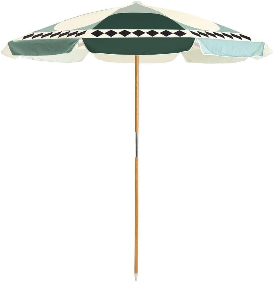 business & pleasure co. amalfi umbrella - 7.2' boho beach umbrella - large & sturdy yet lightweight - upf 50+ uv-resistant canvas diamond green