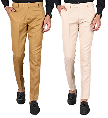 Image of Formal Pants for Men | Men's Slim fit Formal Pant Combo | Non Stretchable Trouser | Office wear Trousers