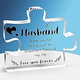 Gifts for Husband - Engraved Acrylic Puzzle Piece Decorations 3.9 x 3.3 inch - Delicate Fathers Day Christmas Birthday Gifts for Husband from Wife