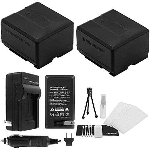 2-Pack Vw-Vbg130K High-Capacity Replacement Batteries With Rapid Travel Charger For Select Panasonic Models. Bundle Includes: Camera Cleaning Kit, Screen Protector, Mini Travel Tripod #TOP24