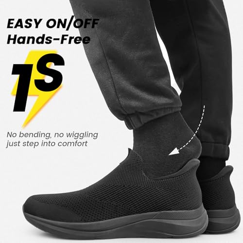Image of Mens Slip On Walking Shoes Running Tennis Shoes for Athletic Workout Gym Casual Non Slip Training Sneakers Breathable Knit Upper Indoor Outdoor