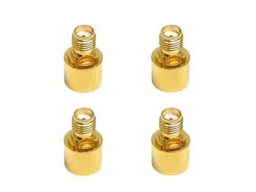 BJDZ 50 Ohm 4 Pcs RP SMA Male to SMA Female Quick Plug-in Radio Adapter, Brass Body, Golden Plating,0-18GHz, for Test Equipment, WiFi Router, Drone