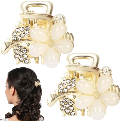 2 Pinzas pequeñas de aleación para cabello con diseño de flor miniatura 1