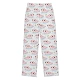 Yuiboo Elastic Waistband Sleepwear Trouser Axolotl Cute Lounge Pajama Pants Indoor Outdoor with Pockets 9-10Y