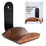 Walnut Wood Headphone Wall Mount, Wide Curved Headband Support (2 Pack)