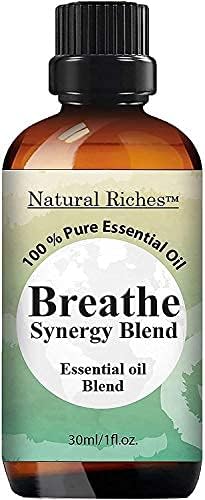 Natural Riches Breathe Essential Oil Blend Breathe Easy with Peppermint Eucalyptus Tea Tree Lemon Cardamom Pine Needle Essential Oils - 30 ml