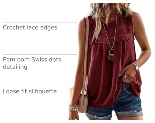 Image of Falechay Tank Tops for Women Flowy Boho Cute Swiss Dots Sleeveless Shirts