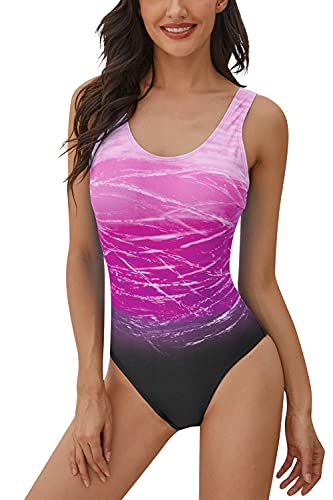 heekpek Women's One Piece Swimsuit, Padded Halter Swimwear, Purple