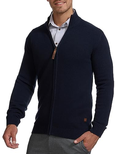 Indicode Herren INLut Strickjacke mit Stehkragen und Reißverschluss | Cardigan Feinstrickjacke für Männer Navy, XL