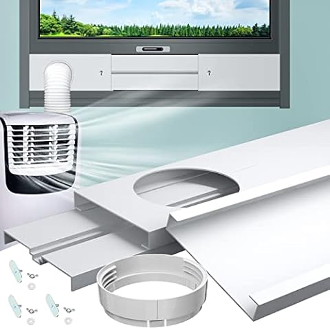 gulrear Portable Air Conditioner Window Kit,Universal Portable AC Window Vent kit with 3 Adjustable Slide Seal Plates and 5.9" Hose Adapter Adjust Length from 25.5" to 47" Sliding Window AC Vent Kit… Cover