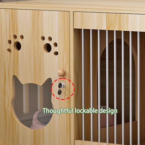 Maison for chat en bois blanche avec griffoir et roulettes - 5