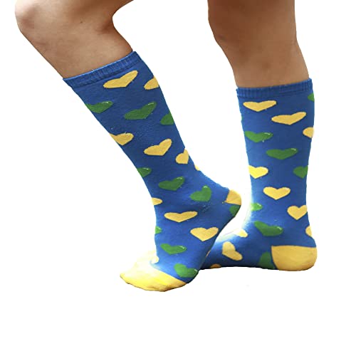 Meia Cano Alto Infantil Copa Do Mundo Brasil Jokenpô Coração Tamanho:G;Cor:Azul