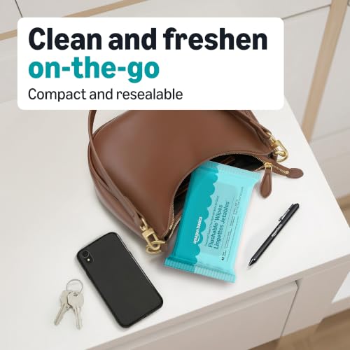 Amazon Basics Flushable Wipes, Coconut Scent, Hypoallergenic, Dermatologically Tested, 2 Packs of 48 (96 Count) view 2