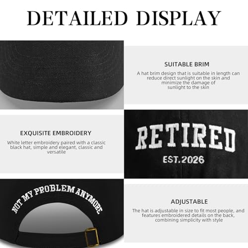 Image of Retirement Gifts for Men Women 2026, Embroidered Baseball Cap, Adjustable Cotton Retired Hat for Coworker Dad Friend