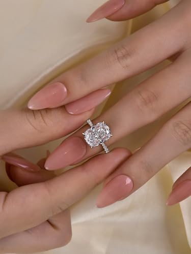 4.5 Carat Cushion Cut Engagement Ring for Women, 925 Sterling Silver AAAAA Cubic Zirconia Promise Ring, Classic Solitaire Anniversary Jewelry Gift4