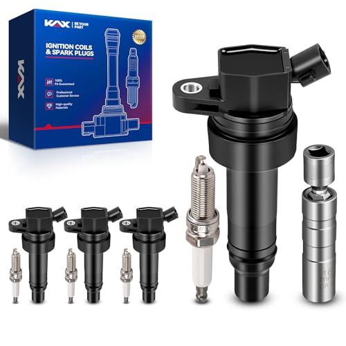 Image of KAX 4 Ignition Coils & 4 Spark Plugs Set Fit for Veloster Forte Koup Forte5 | Hyundai Veloster 2014-2015 1.6T, Kia Forte Koup 2014-2015 1.6T, Forte5 2014-2015 1.6T, UF707