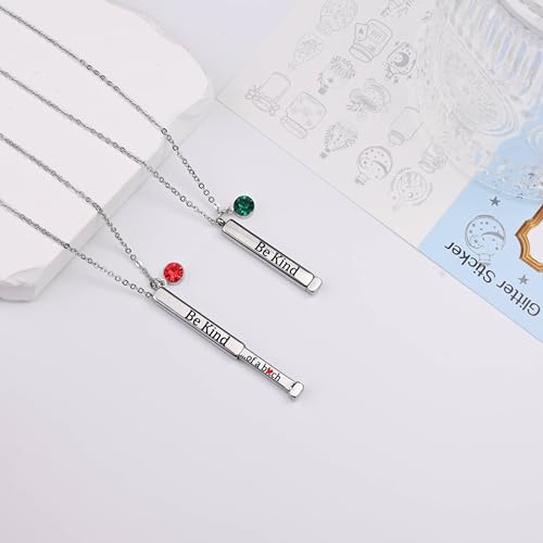 Be Kind Of A B Necklace For Women, Hidden Message Inspirational Necklace, Birthstone Personalized, Square Tube Vertical Bar Pendent Necklace Jewelry Gifts For Sister Best Friend3