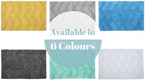 Ideal Textiles Chevron 100% Cotton Bath Mat, Modern Zig Zag Design Bathmat, Luxury Absorbent Plush Shower Bathroom Mat, Aqua Blue