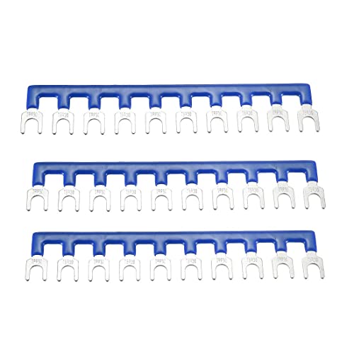 XYWHPGV 600V 30A 10 Position Terminal Block Strip Barrier Type Fork Pre-Insulated Blue 3 Pcs (4e9af 44bee d517b d5e03 5e053 2f6a1