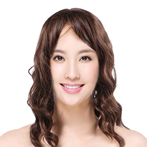 FRCOLOR Peruca Loira Feminina Marrom Com Franja Peruca Sintética Peruca Onda Natural Afro-Americana