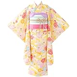 [京のみやび]七五三 女の子着物セット バッグなし 7才 四つ身 115cm 120cm ゆめいろみやび 黄色 疋田桜に芍薬