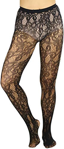 Image of ToBeInStyle Women's Elegant Floral Lace Inspired Spandex Net Full Length Tights