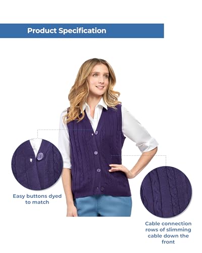 Turtle Bay New York Womens Button Front Cable Knit Cardigan Sweater Vest2